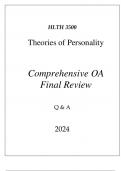 (WGU D564) HLTH 3500 THEORIES OF PERSONALITY COMPREHENSIVE OA FINAL REVIEW 2024.