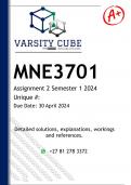 MNE3701 Assignment 2 (DETAILED ANSWERS) Semester 1 2024 - DISTINCTION GUARANTEED