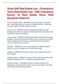 Texas SAE Real Estate Law – Champions| Texas Real Estate Law - SAE Champions  School of Real Estate Exam 2024  Questions Rated A+