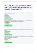 ACC 308 MC LATEST QUESTIONS AND 100% VERIFIED ANSWERS A+ GRADE GUARANTEED