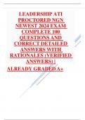 LEADERSHIP ATI PROCTORED NGN NEWEST 2024 EXAM COMPLETE 100 QUESTIONS AND CORRECT DETAILED ANSWERS WITH RATIONALES (VERIFIED ANSWERS) | ALREADY GRADED A+