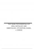TEST BANK FOR ESSENTIALS OF ORAL HISTOLOGY AND EMBRYOLOGY, 5TH EDITION, DANIEL J. CHIEGO