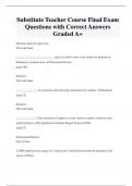 Substitute Teacher Course Final Exam Questions with Correct Answers  Graded A+
