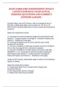 STATE FARM FIRE INDEPENDENT POLICY  LATEST EXAM REAL EXAM ACTUAL  VERIFIED QUESTIONS AND CORRECT  ANSWERS AGRADE.