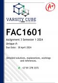 FAC1601 Assignment 3 (DETAILED ANSWERS) Semester 1 2024 - DISTINCTION GUARANTEED