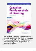 Test Bank for Canadian Fundamentals of Nursing, 6th Edition| Test Bank for Canadian Fundamentals of Nursing 6th Edition by Potter > all chapters 1-48 (questions & answers) 