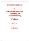 Solutions Manual for Accounting Business Reporting for Decision Making 6th Edition By Jacqueline Birt, Keryn Chalmers, Suzanne Maloney, Albie Brooks, Judy Oliver (All Chapters, 100% Original Verified, A+ Grade)
