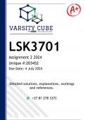 LSK3701 Assignment 2 (DETAILED ANSWERS) 2024 - DISTINCTION GUARANTEED
