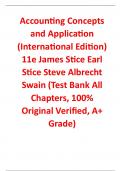 Test Bank for Accounting Concepts and Application (International Edition) 11th Edition By James Stice, Earl Stice, Steve Albrecht Swain (All Chapters, 100% Original Verified, A+ Grade)