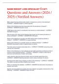 NASM WEIGHT LOSS SPECIALIST Exam Questions and Answers (2024 /  2025) (Verified Answers