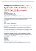 NASM WEIGHT LOSS SPECIALIST Exam Questions and Answers (2024 /  2025) (Verified Answers)
