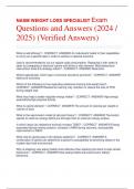 NASM WEIGHT LOSS SPECIALIST Exam Questions and Answers (2024 /  2025) (Verified Answers)