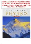 TEST BANK FOR PHYSICS PRINCIPLES  WITH APPLICATIONS 6TH EDITION BY  DOUGLAS C. GIANCOLI ALL CHAPTERS  (CHAPTER 1-33) VERIFIED