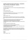 SAMPLE WRITTEN EXAM QUESTIONS - CONCRETE FIELD TESTING TECHNICIAN - GRADE I 