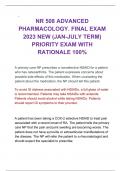 NR 508 ADVANCED PHARMACOLOGY. FINAL EXAM 2023 NEW (JAN-JULY TERM) PRIORITY EXAM WITH RATIONALE 100%