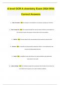 A level OCR A chemistry Exam 2024 With Correct Answers