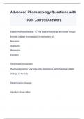 Advanced Pharmacology Questions with 100% Correct Answers