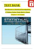 TEST BANK For Introduction to Statistical Investigations, 2nd Edition by Nathan Tintle; Beth L. Chance, Verified Chapters 1 - 11, Complete Newest Version