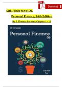 Solution and Answer Guide for Personal Finance, 14th Edition By (E. Thomas Garman, 2024) Complete Chapters 1 - 17, Verified Latest Version
