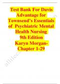 Test Bank For Davis Advantage for Townsend’s Essentials of Psychiatric Mental Health Nursing 9th Edition Karyn Morgan- Chapter 1-29