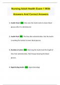 Nursing Adult Health Exam 1 With Answers And Correct Answers