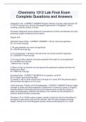 Chemistry 1212 Lab Final Exam  Complete Questions and Answers
