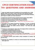 CPCO CERTIFICATION EXAM 70+ QUESTIONS AND ANSWERS GRADED A+