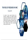 The Role of Research in IMC - Spring 2024