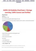 MATH 110 Statistics Final Exam | Portage Learning |100% Correct and Verified| Latest 2024