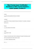 Maui County Liquor Certification  Questions & 100% Correct Answers |  Latest Update | Graded A+