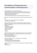  Foundations of Assessment and Communication in Nursing Exam 1 Questions & Answers Graded A Of TEST BANK Latest Update.