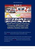 NREMT EMT Cognitive Final Exam Containing 238 Questions with Definitive Solutions 2024-2025. Terms like: When assessing a conscious patient with an MOI that suggests spinal injury, you should: - Answer: determine if the strength in all extremities is equa