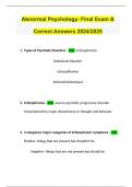 Abnormal Psychology- Final Exam & Correct Answers 
