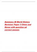 Summary IB World History Revision: Paper 3 China and Korea with question nd correct answer.