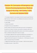 Chapter 10: Concepts of Emergency and Trauma Nursing Ignatavicius: Medical- Surgical Nursing, 10th Edition 100% Correct and Updated 2024