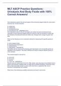 MLT ASCP Practice Questions: Urinalysis And Body Fluids with 100% Correct Answers!