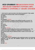 HESI GRAMMAR 180 QUESTIONS WITH DETAILED VERIFIED ANSWERS (100% CORRECT ANSWERS) A+