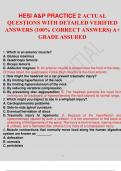 HESI A&P PRACTICE 2 ACTUAL QUESTIONS WITH DETAILED VERIFIED ANSWERS (100% CORRECT