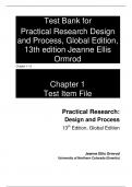 Test Bank for Practical Research Design and Process, Global Edition, 13th edition Jeanne Ellis Ormrod
