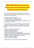 HESI RN Health Assessment Exam Set Test Questions And  Verified Correct Answers