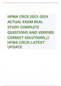 HFMA CRCR 2023-2024 ACTUAL EXAM REAL STUDY COMPLETE QUESTIONS AND VERIFIED CORRECT SOLUTIONS,// HFMA CRCR LATEST UPDATE    
