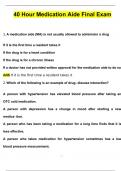 Medication Aide Final Exam Questions with 100% Correct Answers | Verified | Latest Update