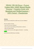 NR326 / NR-326 Exam 1 (Latest Update 2024 / 2025): Mental Health Nursing | Complete Guide with Questions and Verified Answers | 100% Correct - Chamberlain