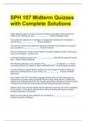 SPH 107 Midterm Quizzes with Complete Solutions 