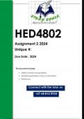 HED4802 Assignment 2 (QUALITY ANSWERS) 2024