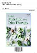 Test Bank for Lutz’s Nutrition and Diet Therapy, 8th Edition by Mazur Litch, 9781719644867, Covering Chapters 1-24 | Includes Rationales