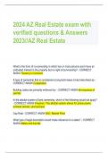 2024 AZ Real Estate exam with  verified questions & Answers 2023//AZ Real Estate 