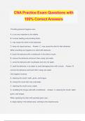 CNA Practice Exam Questions with 100% Correct Answers