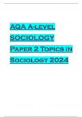 AQA A-level SOCIOLOGY Paper 2 Topics in Sociology 2024