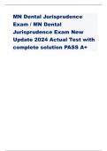 MN Dental Jurisprudence Exam / MN Dental Jurisprudence Exam New Update 2024 Actual Test with complete solution PASS A+